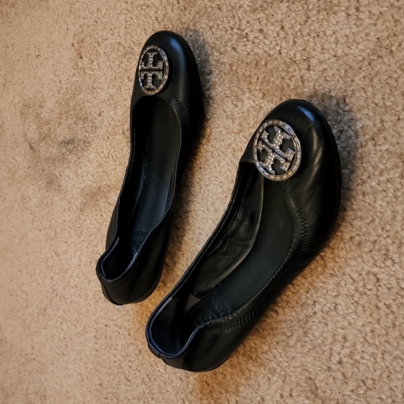 Tory Burch Rhinestone Reva Ballet Flats - Picture 1 of 15